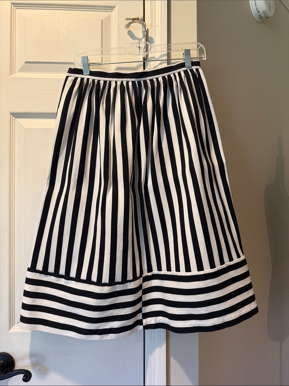 Topshop Black and White Striped Circle Skirt